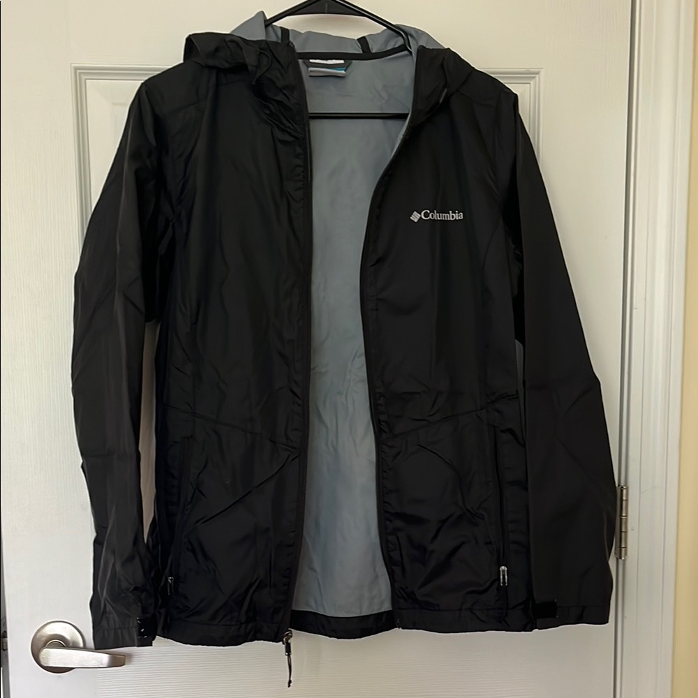 Columbia Black Lightweight Hooded Rain Jacket
